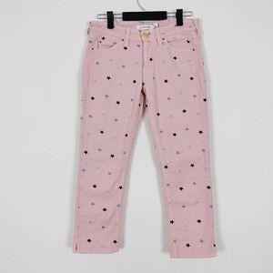 Isabel Marant Etoile Deacon Pink Star Embroidered Cropped‎ Skinny Jeans